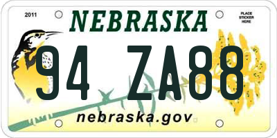 NE license plate 94ZA88