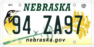 NE license plate 94ZA97