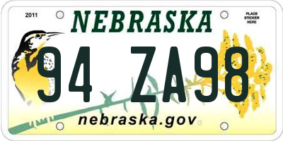 NE license plate 94ZA98