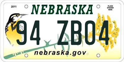 NE license plate 94ZB04