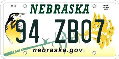 NE license plate 94ZB07