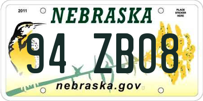 NE license plate 94ZB08