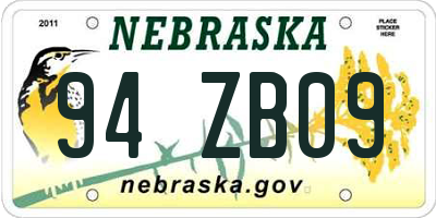 NE license plate 94ZB09