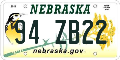 NE license plate 94ZB22