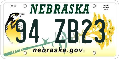 NE license plate 94ZB23