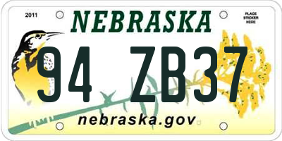 NE license plate 94ZB37
