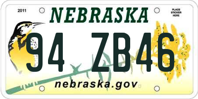 NE license plate 94ZB46