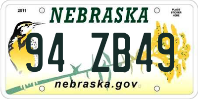 NE license plate 94ZB49