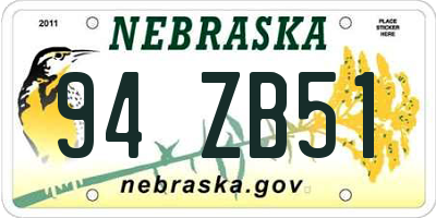 NE license plate 94ZB51
