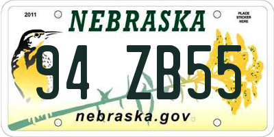 NE license plate 94ZB55