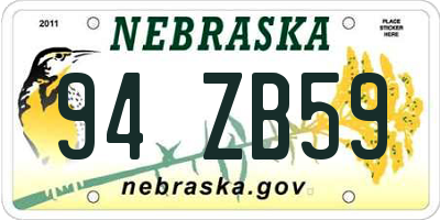 NE license plate 94ZB59