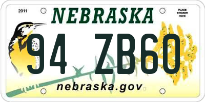 NE license plate 94ZB60