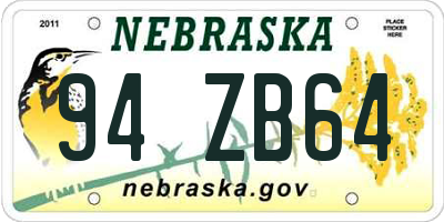 NE license plate 94ZB64