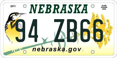 NE license plate 94ZB66