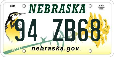 NE license plate 94ZB68