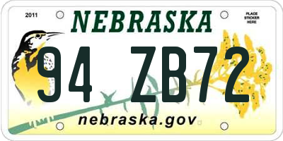 NE license plate 94ZB72