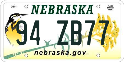 NE license plate 94ZB77