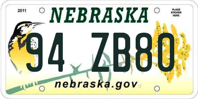 NE license plate 94ZB80