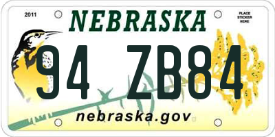 NE license plate 94ZB84