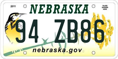NE license plate 94ZB86