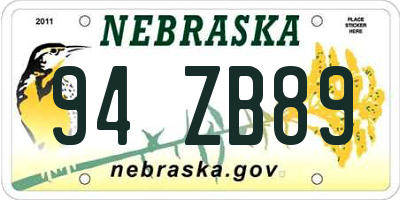 NE license plate 94ZB89
