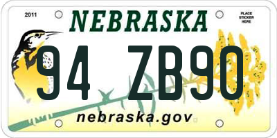 NE license plate 94ZB90