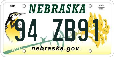 NE license plate 94ZB91