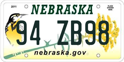 NE license plate 94ZB98