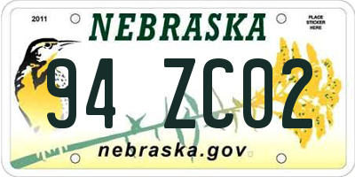 NE license plate 94ZC02