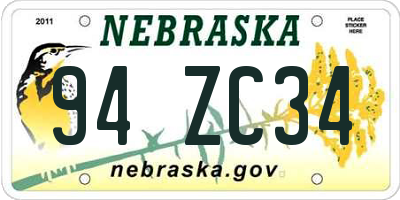 NE license plate 94ZC34