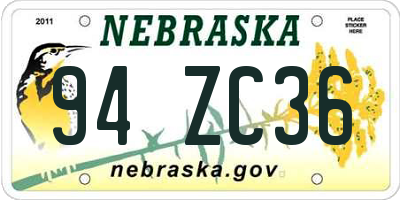 NE license plate 94ZC36