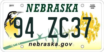 NE license plate 94ZC37