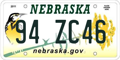 NE license plate 94ZC46