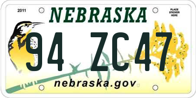 NE license plate 94ZC47