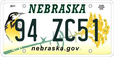 NE license plate 94ZC51