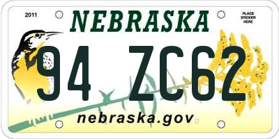 NE license plate 94ZC62