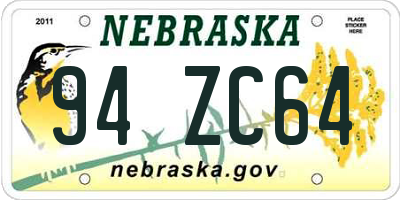 NE license plate 94ZC64