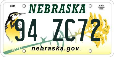 NE license plate 94ZC72