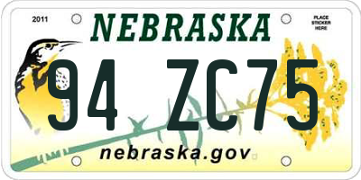 NE license plate 94ZC75
