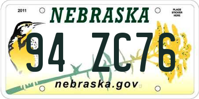 NE license plate 94ZC76