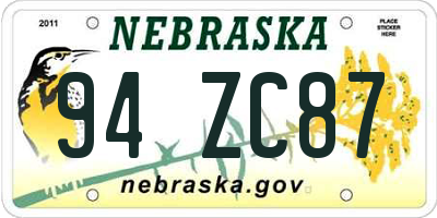 NE license plate 94ZC87