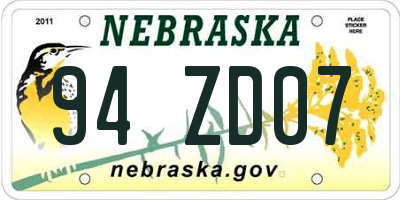NE license plate 94ZD07