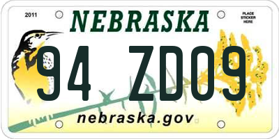 NE license plate 94ZD09