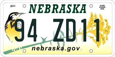 NE license plate 94ZD11
