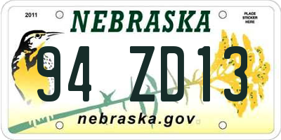 NE license plate 94ZD13