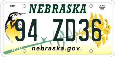 NE license plate 94ZD36