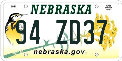 NE license plate 94ZD37