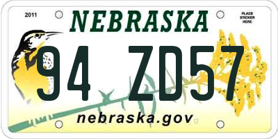 NE license plate 94ZD57