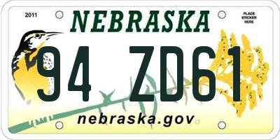 NE license plate 94ZD61