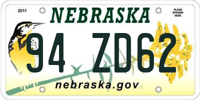 NE license plate 94ZD62